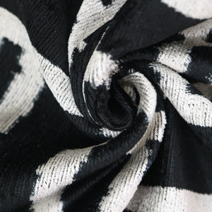 Luxury Black & White Geometric Velvet Pillow 16x24 – Handmade Silk Lumbar Cushion