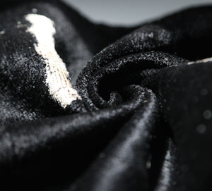Luxury Minimalist Black Velvet Pillow 16x24 – Handmade Silk Lumbar Cushion with Ivory Accents