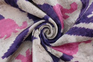 Purple & Pink Silk Velvet Ikat Lumbar Pillow 16x24 – Handmade