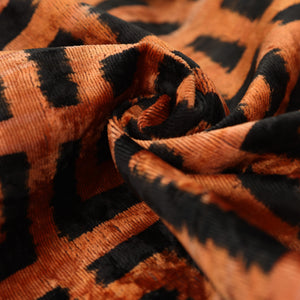 Burnt Orange Black Geometric Silk Velvet Pillow – 20x20 Handmade Luxury Cushion
