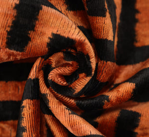Burnt Orange Silk Velvet Geometric Lumbar Pillow 16x24