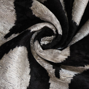 Black Silver Silk Velvet Pillow – 20x20 Handmade Modern Ikat Cushion