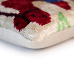 Red Camel Silk Velvet Pillow 16x16 Handmade Decorative Cushion