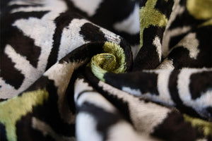 Green and Black Silk Velvet Ikat Pillow 16x16 Handmade Luxury Cushion