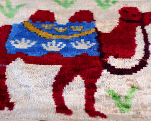 Red Camel Silk Velvet Pillow 16x16 Handmade Decorative Cushion