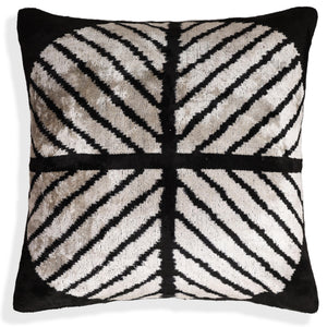 Black & Ivory Chevron Silk Velvet Pillow 16x16 Handmade Luxury Cushion