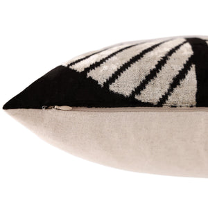 Black & Ivory Chevron Silk Velvet Pillow 16x16 Handmade Luxury Cushion