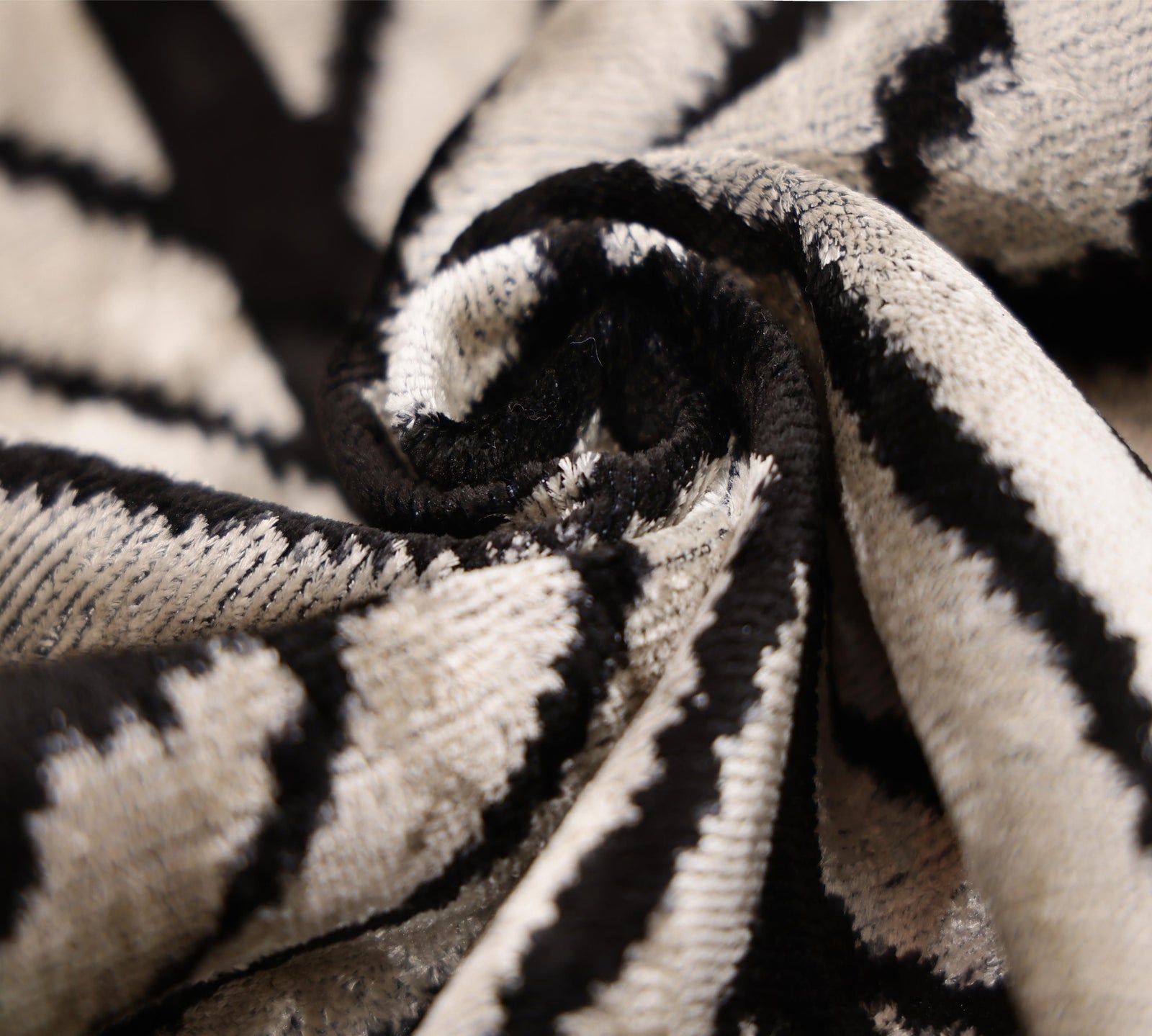 Black & Ivory Chevron Silk Velvet Pillow 16x16 Handmade Luxury Cushion