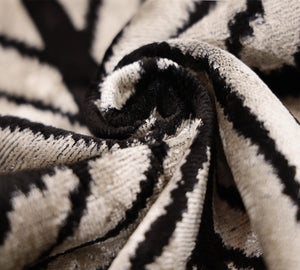 Black & Ivory Chevron Silk Velvet Pillow 16x16 Handmade Luxury Cushion