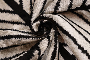 Black & Ivory Chevron Silk Velvet Pillow 16x16 Handmade Luxury Cushion