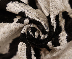 Black & Ivory Tribal Silk Velvet Pillow 16x16 Handmade Luxury Cushion