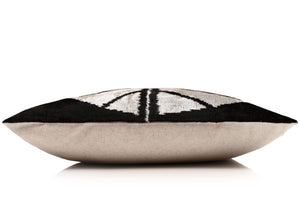 Black & Ivory Petal Silk Velvet Pillow 16x16 Handmade Luxury Cushion