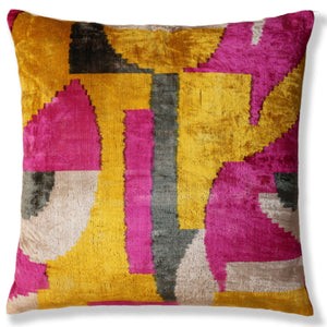 Abstract Silk Velvet Pillow 20x20 in Handmade Geometric Luxury Accent Cushion
