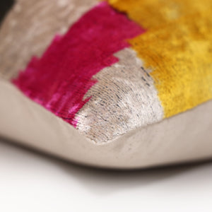 Abstract Silk Velvet Pillow 20x20 in Handmade Geometric Luxury Accent Cushion
