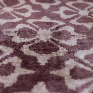 Hand-Knotted Plum Ikat Silk Velvet Pillow - 16x16 Organic Vegetable Dyed