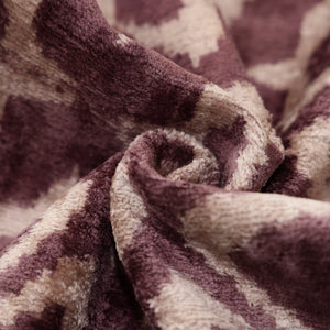 Luxury Silk Velvet Ikat Pillow in Mulberry and Cream 16x24 Inch with Down Feather Insert