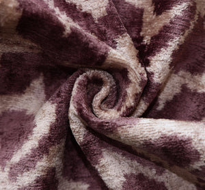 Hand-Knotted Plum Ikat Silk Velvet Pillow - 16x16 Organic Vegetable Dyed