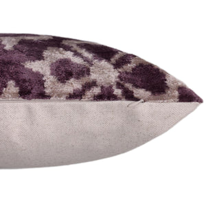 Hand-Knotted Plum Ikat Silk Velvet Pillow - 16x16 Organic Vegetable Dyed