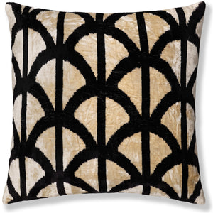 The Artisan Geometric Silk Velvet Pillow - Beige Bronze & Gold 20x20 in