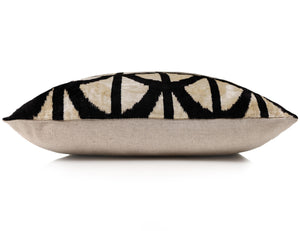 The Artisan Geometric Silk Velvet Pillow - Beige Bronze & Gold 20x20 in
