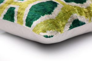 The Lime & Emerald Honeycomb Silk Velvet Pillow - 20" x 20"