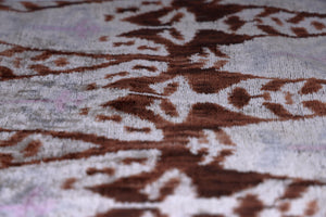 The Rust & Icy Lilac Vertical Ikat Silk Velvet Pillow - 20" x 20"