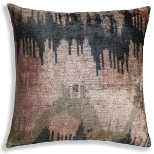 The Abstract Landscape Painterly Silk Velvet Pillow - Dusty Rose & Charcoal 20x20