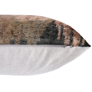 The Abstract Landscape Painterly Silk Velvet Pillow - Dusty Rose & Charcoal 20x20