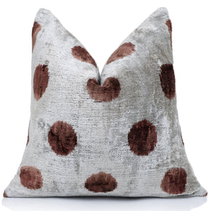 he Platinum & Rust Modernist Dot Silk Velvet Pillow 20" x 20"