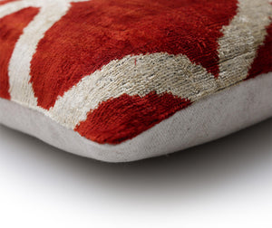 The Rust Red & Cream Ogee Silk Velvet Pillow - 20" x 20"