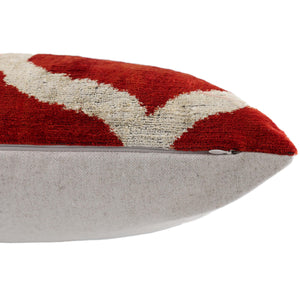 The Rust Red & Cream Ogee Silk Velvet Pillow - 20" x 20"