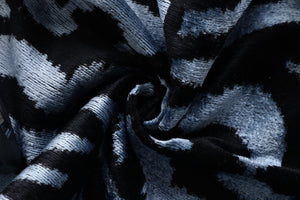 Luxury Blue Black Silk Velvet Throw Pillow 16x16