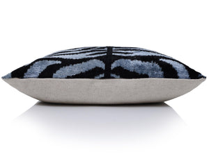 Luxury Blue Black Silk Velvet Throw Pillow 16x16