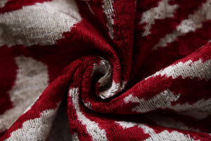 Luxury Handwoven Dark Red Silk Velvet Ikat Pillow 20x20 Inch