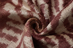 Luxury Handwoven Silk Velvet Throw Pillow 20x20 Inch Burgundy Ikat Pattern