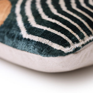 The Emerald Green & Geometric Arch Silk Velvet Pillow - 20" x 20"