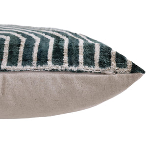 The Emerald Green & Geometric Arch Silk Velvet Pillow - 20" x 20"