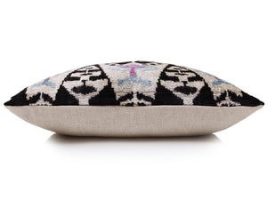 Black & Ivory Geometric Silk Velvet Throw Pillow | 20x20 Inch (50x50 cm)