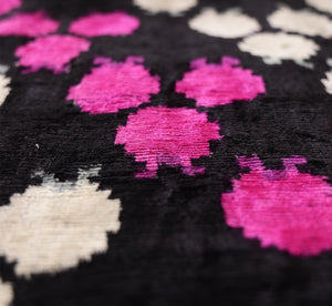 The Midnight & Magenta Ikat Silk Velvet Pillow - 20" x 20"
