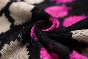 The Midnight & Magenta Ikat Silk Velvet Pillow - 20" x 20"