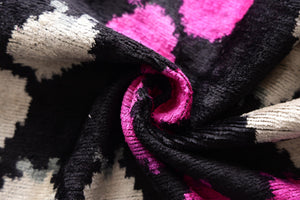 The Midnight & Magenta Ikat Silk Velvet Pillow - 20" x 20"