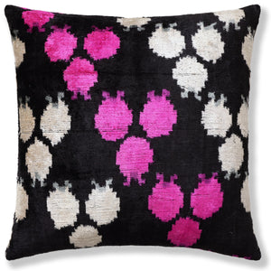 The Midnight & Magenta Ikat Silk Velvet Pillow - 20" x 20"