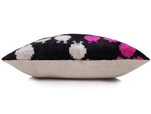 The Midnight & Magenta Ikat Silk Velvet Pillow - 20" x 20"