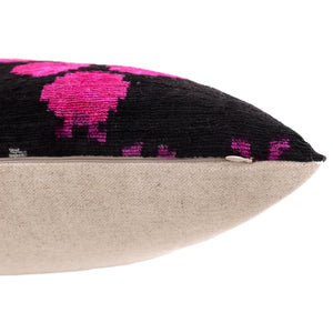 The Midnight & Magenta Ikat Silk Velvet Pillow - 20" x 20"