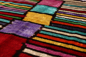 The Vibrant Multi-Color Geometric Silk Velvet Pillow - 20" x 20"