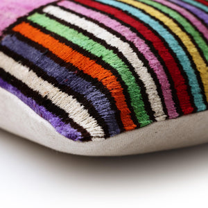 The Vibrant Multi-Color Geometric Silk Velvet Pillow - 20" x 20"