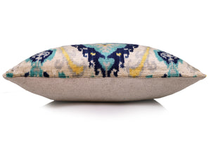 The Azure & Gold Medallion Silk Velvet Pillow - 20" x 20"