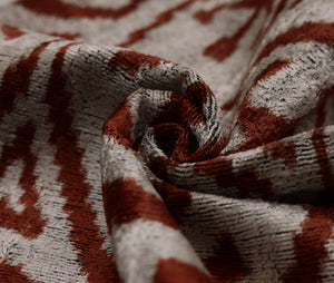 Luxury Handwoven Silk Velvet Ikat Pillow 20x20 Inch – Rust & Ivory