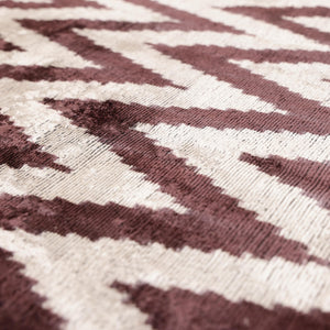 Deep Wine & Silver Chevron Velvet Pillow - 20" x 20"