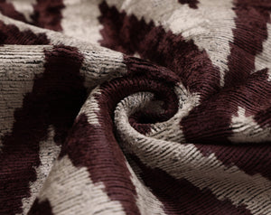 Deep Wine & Silver Chevron Velvet Pillow - 20" x 20"